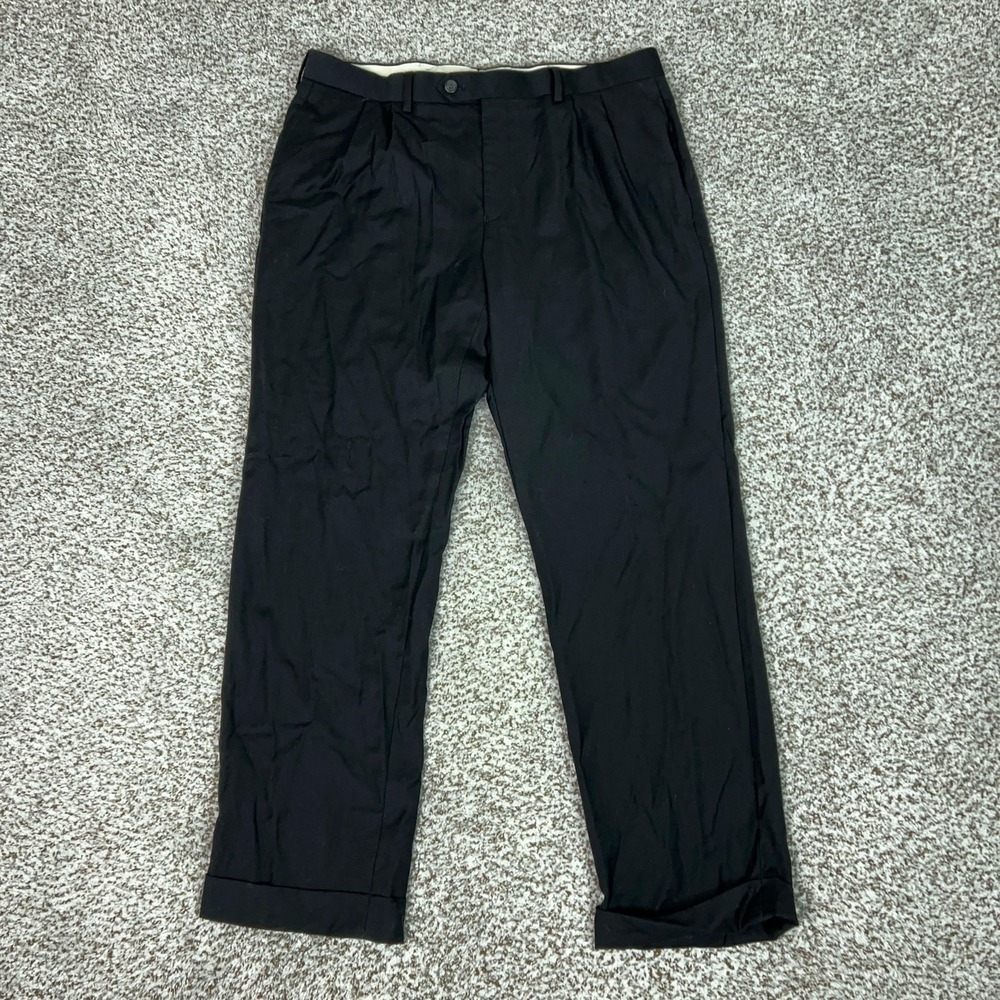 Lauren‎ Ralph Lauren Pants Mens 34x30 Black Wool Cashmere Pleated Cuffed Dress